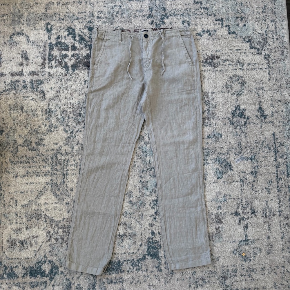 NWOT Benson NYC Khaki 100% Linen Pants, Men’s Size 34